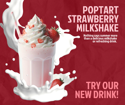 Strawberry Milkshake Drinks With Simple Red Background Podium Splash Water Milk 3D Template 3D Template