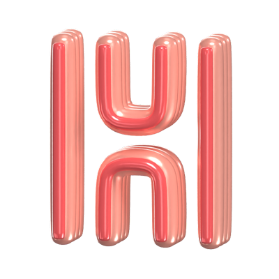 H   Letter 3D Shape Rounded Text 3D Graphic