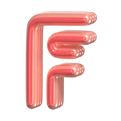 F   Letter 3D Shape Rounded Text 3D Graphic