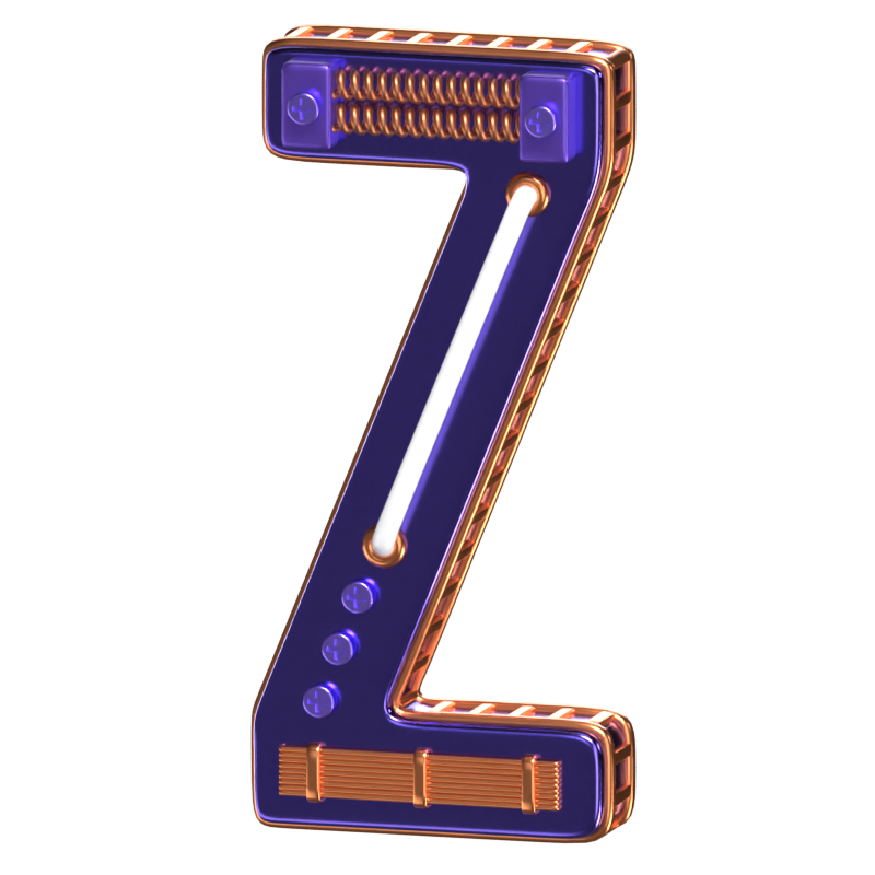 Z Letter 3D Shape Condensed Future Text