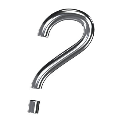  Question Mark Symbol 3D Shape Chrome Text 3D Graphic