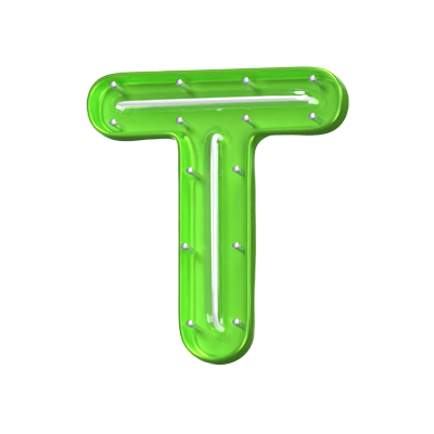 T  Letter 3D Shape Neon Text 3D Graphic