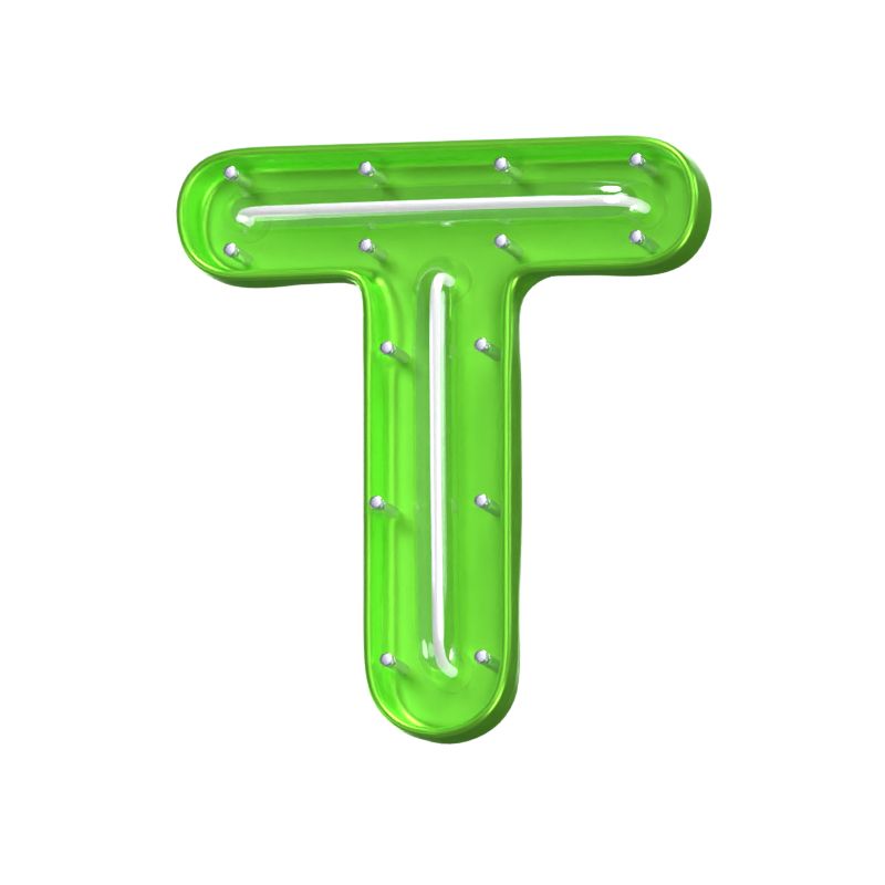 T  Letter 3D Shape Neon Text 3D Graphic