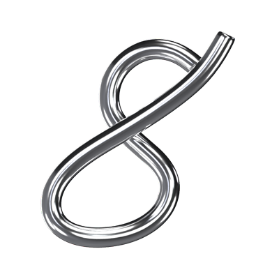 3D Number 8 Shape Chrome Text 3D Graphic