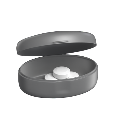 Opened Oval Shaped Pill Box 3D Model With Pills Inside 3D Graphic