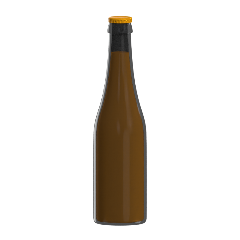 Botella de Cerveza de Cristal 3D Modelo Cuello Largo Elegante Y Tapón Dorado 3D Graphic