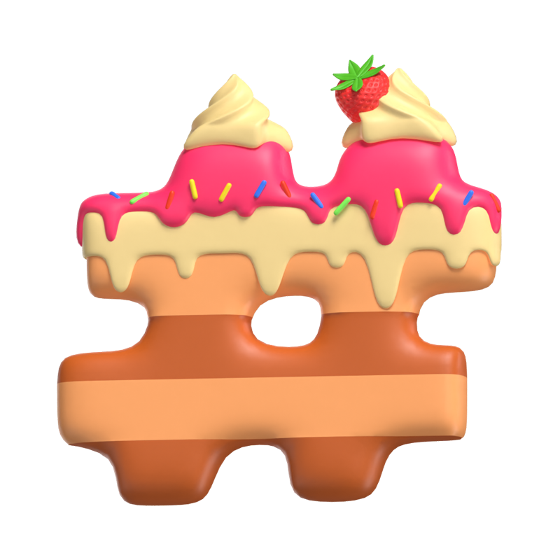 Hashtag Symbol 3D Form Kuchen Text 3D Graphic