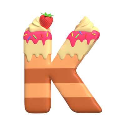 K  Letter 3D Shape Cake Text 3D Graphic