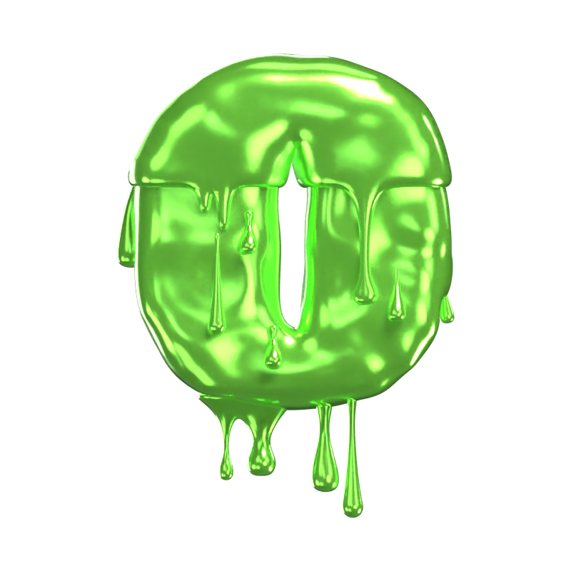 3D Number 0 Shape Slime Text 3D Graphic