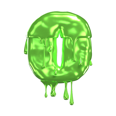3D Number 0 Shape Slime Text 3D Graphic