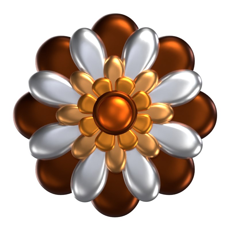 Forma de flor 3D com pétalas marrons 3D Graphic