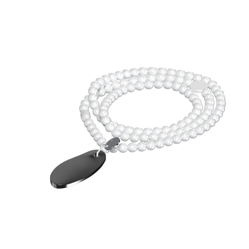 White Beads Necklace With Plaque Ornament 3D Model