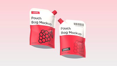 Juice Pouch 3D Static Mockup Gradient Background 3D Template