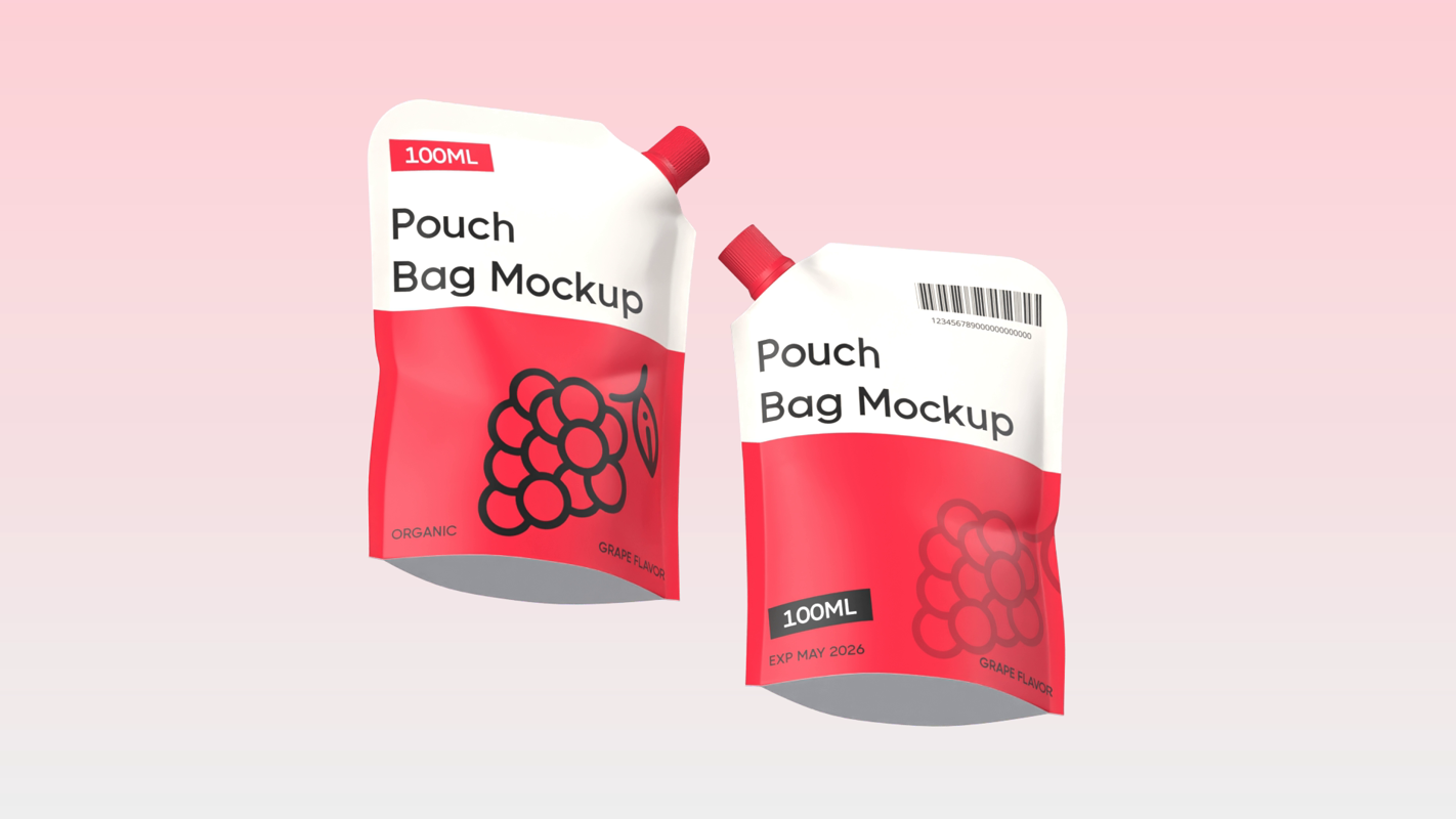 Juice Pouch 3D Static Mockup Gradient Background