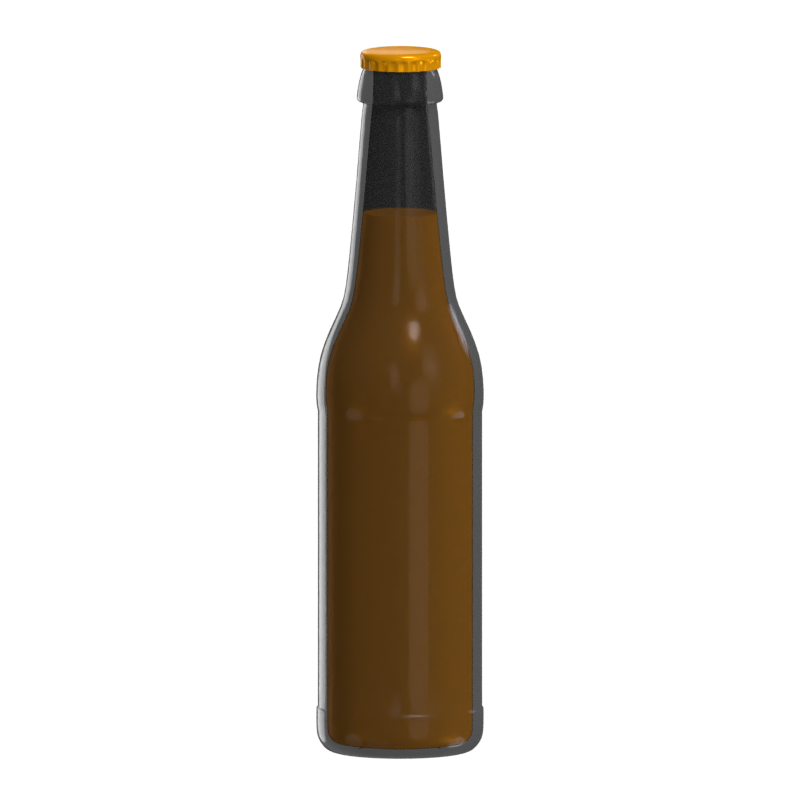 3D Glass Beer Bottle Model Classic Shape And Golden Cap 3D Graphic