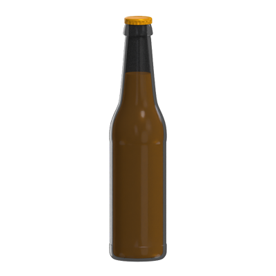 3D Glass Beer Bottle Model Classic Shape And Golden Cap 3D Graphic