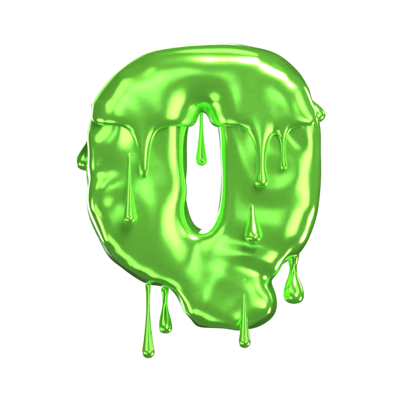 Q Letra 3D Forma Slime Texto 3D Graphic