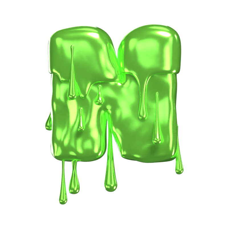 N  Letter 3D Shape Slime Text 3D Graphic