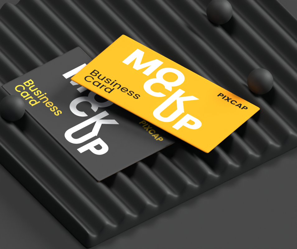 Static Two Business Card 3D Mockup Over The Textured Plane 