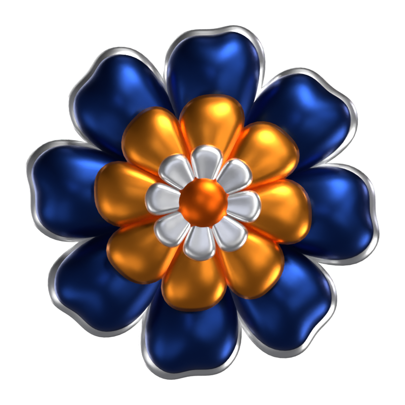 3D Flower Shape  Night Blue And Gold Colors 3D Graphic