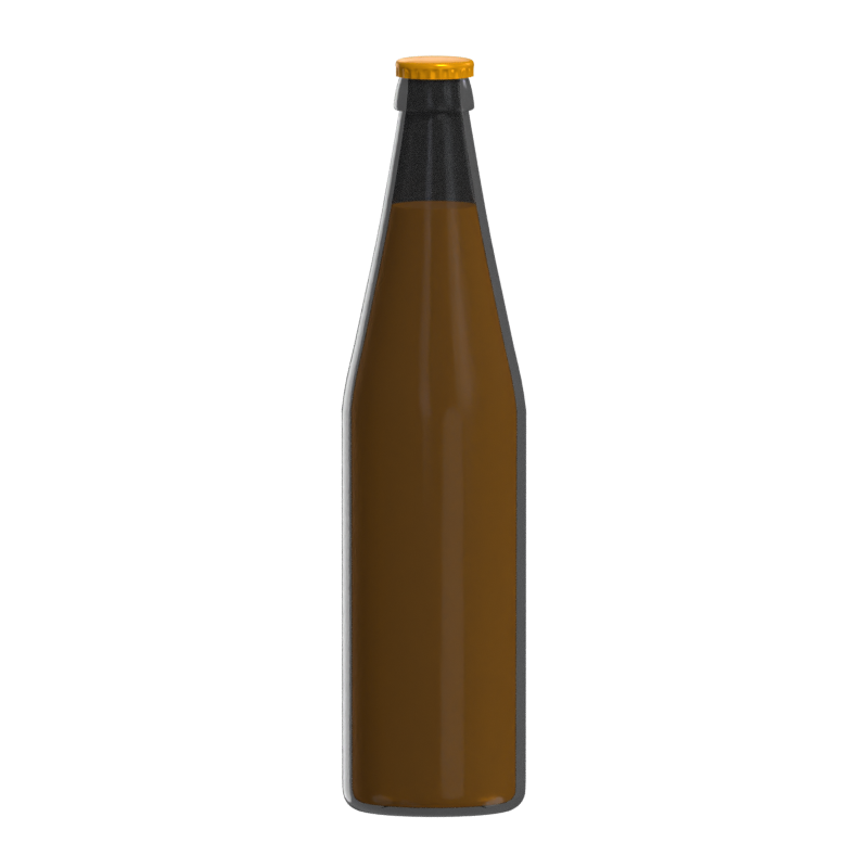 3D Botella de Cerveza de Vidrio de Cuello Ancho y Cuerpo con Tapón Dorado 3D Graphic