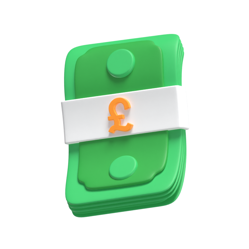 3D Pound Money Bundle Model 3D Graphic