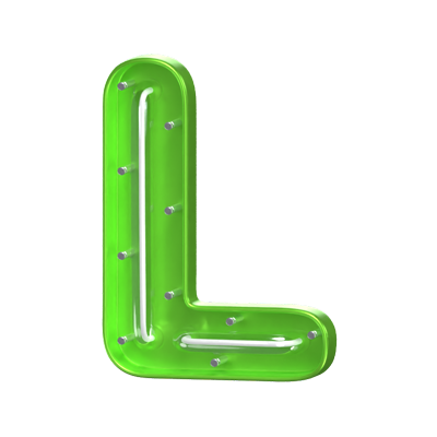 L  Letter 3D Shape Neon Text 3D Graphic