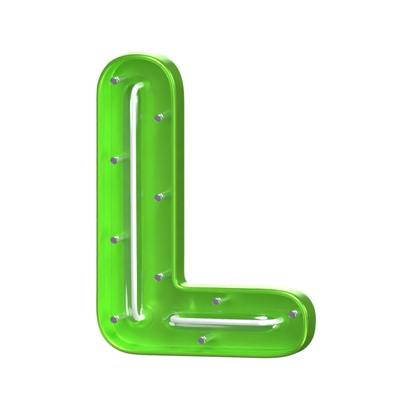 L  Letter 3D Shape Neon Text