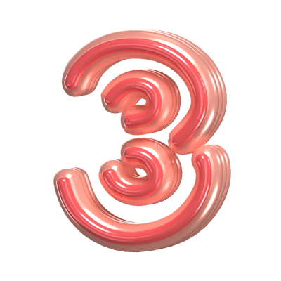   3D Number 3 Shape Rounded Text 3D Graphic