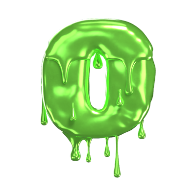 o letter 3d shape slime text 3D Graphic