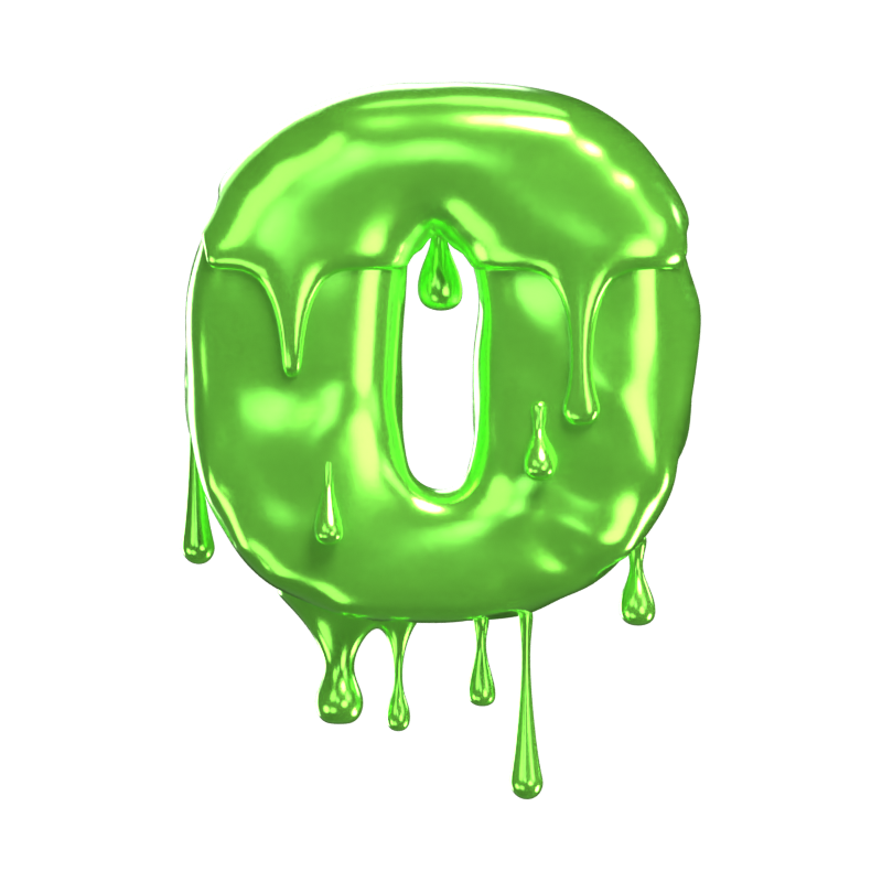 O Letter 3D Shape Slime Text 3D Graphic