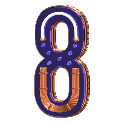 3D Number 8 Shape  Condensed Future Text 3D Graphic