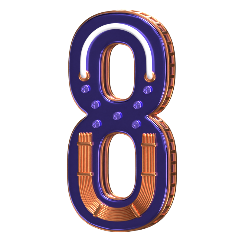 3D Number 8 Shape Condensed Future Text 3D Graphic