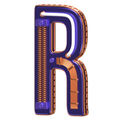 R Letter 3D Shape Condensed Future Text 3D Graphic