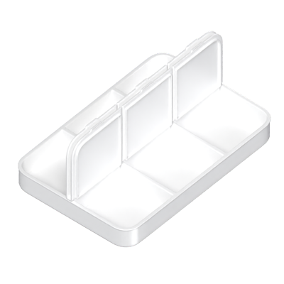 Opened Case 3D Pill Box Model Of Six Slots 3D Graphic
