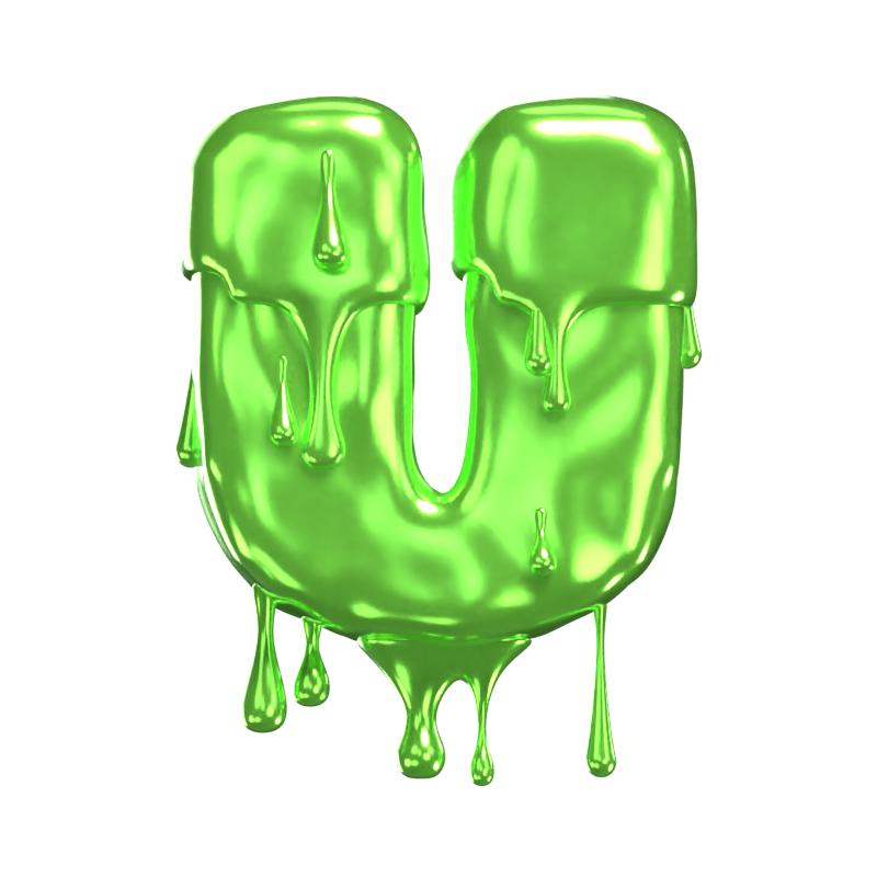 U Letter 3D Shape Slime Text 3D Graphic