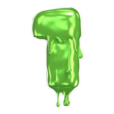 3D Number 1 Shape Slime Text 3D Graphic
