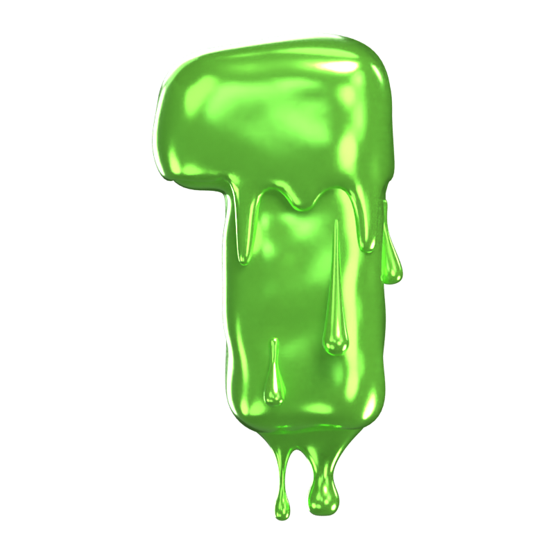 3D Number 1 Shape Slime Text 3D Graphic