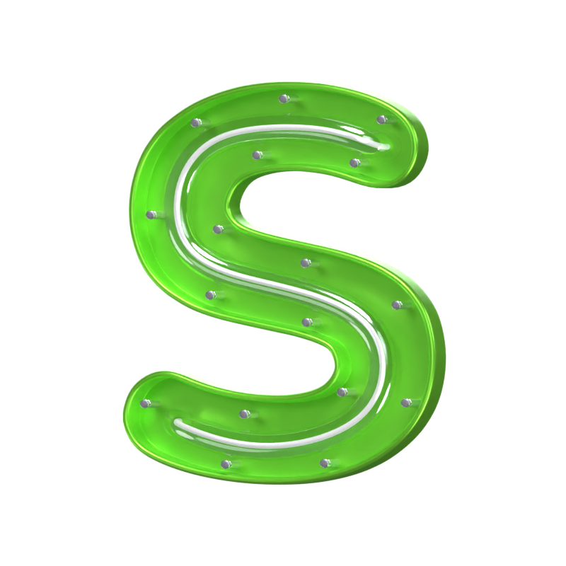 S  Letter 3D Shape Neon Text 3D Graphic