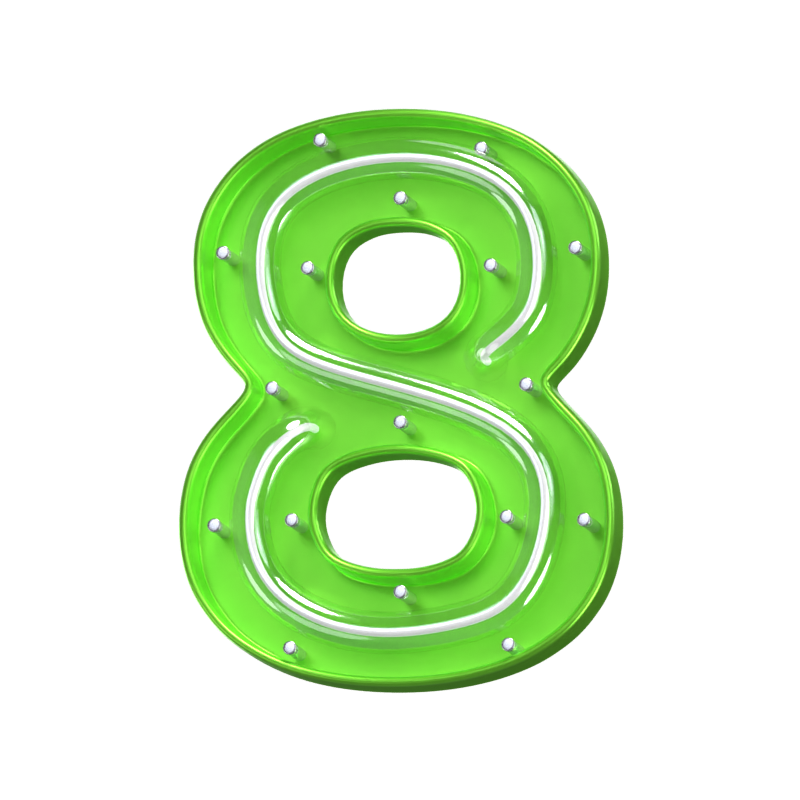 3D Number 8 Shape Neon Text