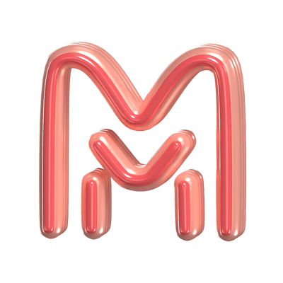 M   Letter 3D Shape Rounded Text 3D Graphic