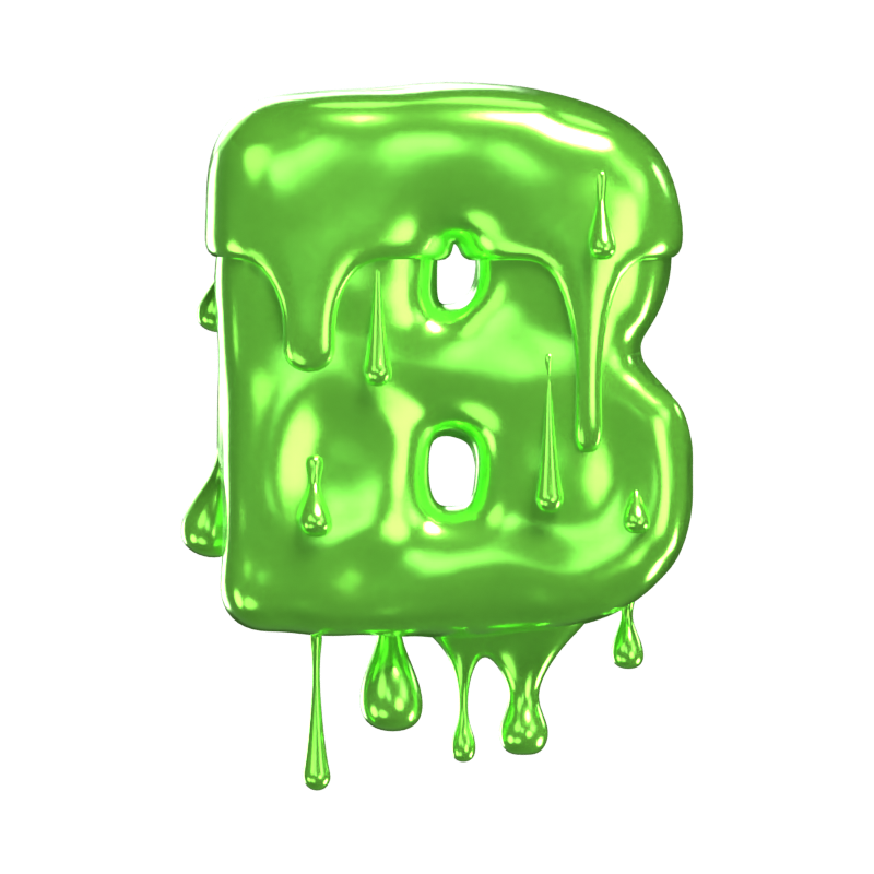 B Letra 3D Forma Slime Texto 3D Graphic