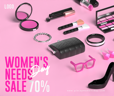 Women's Day Sale Banner Flat Layout Black Pink 3D Template 3D Template