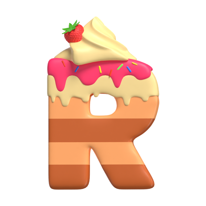 R  Letter 3D Shape Cake Text 3D Graphic