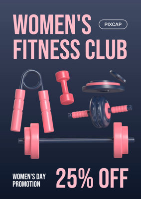 Women's Fitness Club Promotion Poster 3D Template 3D Template