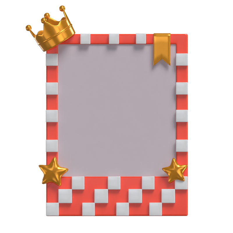 3D Polaroid  With Chess Patterns Star And Crown Model 3D Graphic