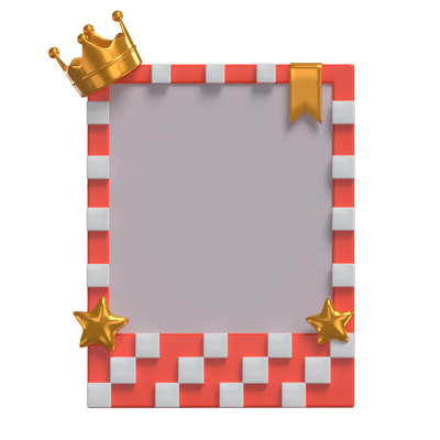 3D Polaroid  With Chess Patterns Star And Crown Model 3D Graphic