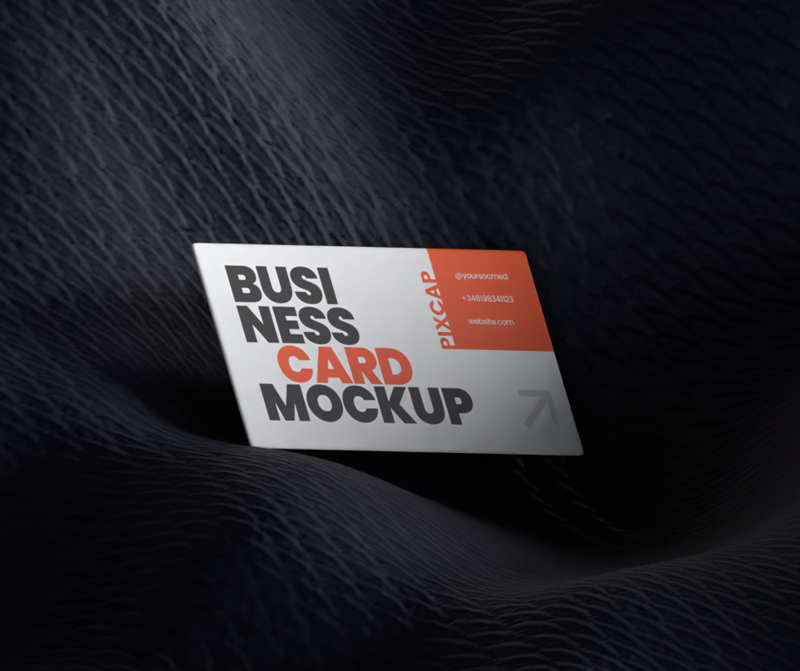 Business Card Over the Waving Cloth 3D Mockup 