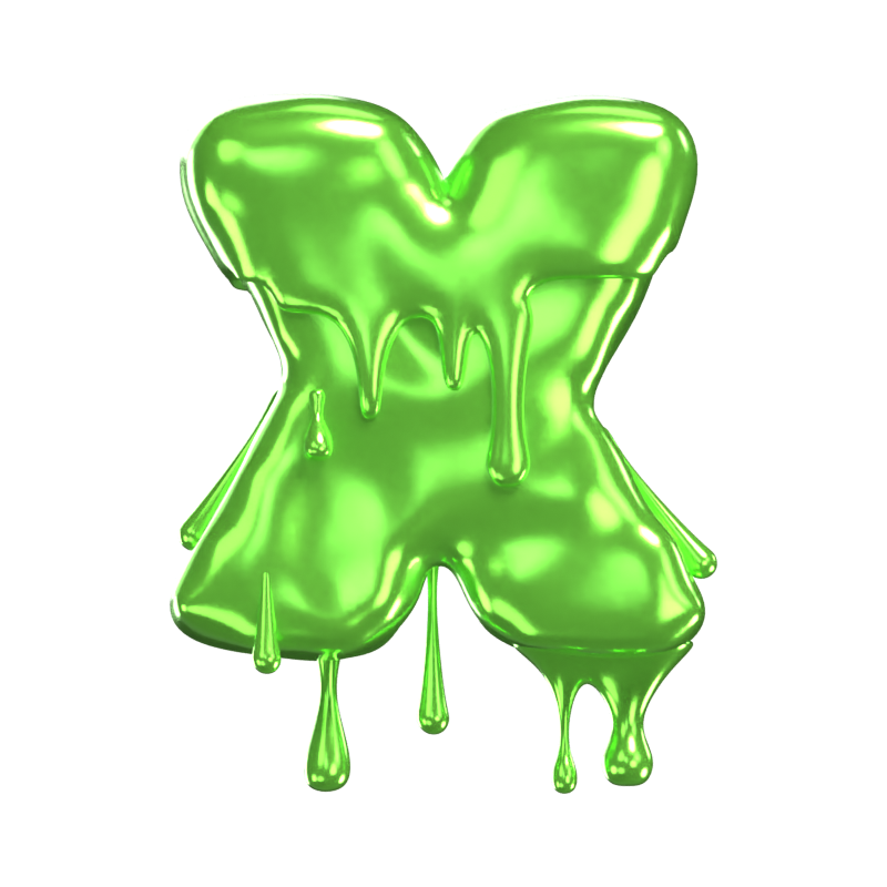 X Letter 3D Shape Slime Text 3D Graphic