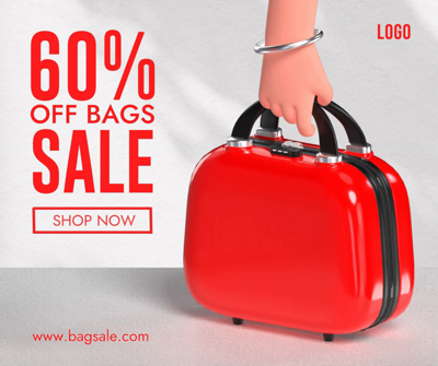 Bag Sale Red White Simple Modern Instagram Post Square 3D Template 3D Template